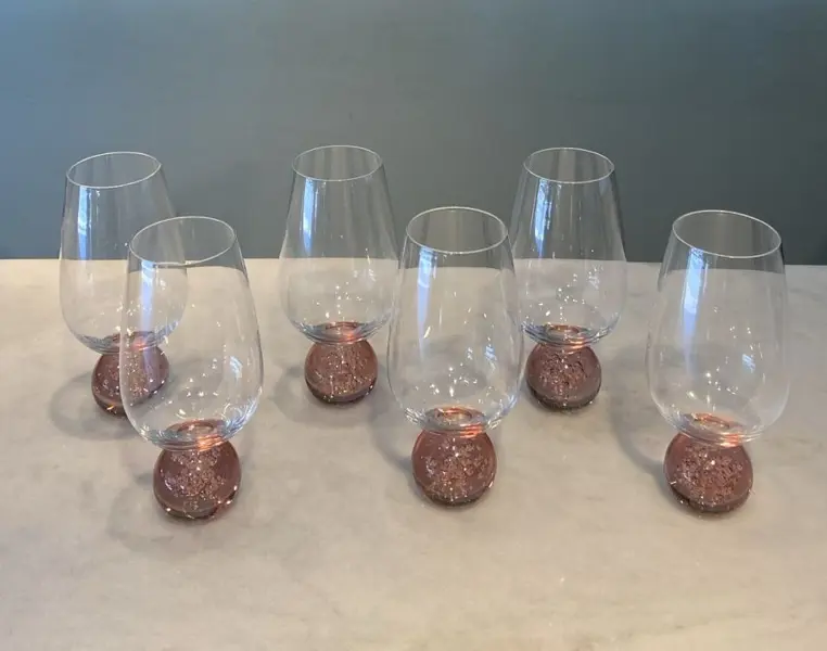 CONJUNTO DE TAÇAS BASE ESFERA ROSA 6 PEÇAS