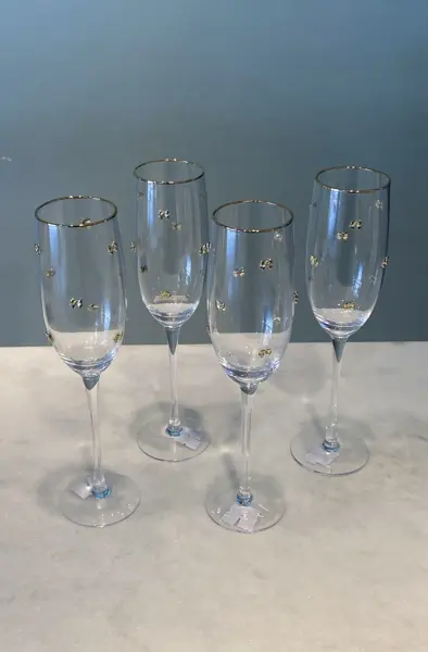 TAÇA COM LACINHOS DOURADOS  CHAMPAGNE UNIDADE